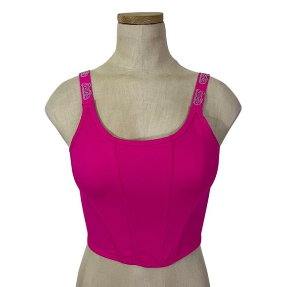 Barbie women's top 6 8 bright pink corset tank top flexible gem studded - Picture 1 of 7